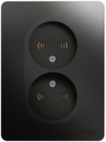 Розетка без заземления Systeme Electric Glossa 1-м. 2 мод. антрацит картинка